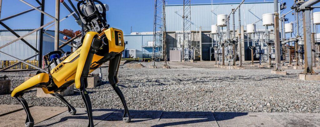 Boston Dynamics Spot robot performing an industrial utility inspection